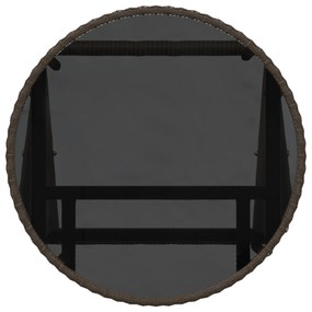 Conjunto de Bistro de Jardim 3 Peças com Almofadas Castanho em Rattan