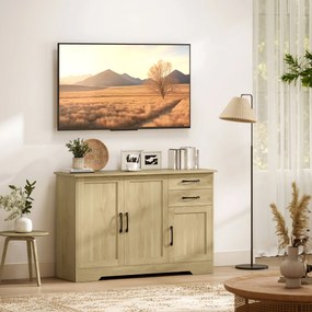 Aparador com 3 Portas Moderno para Sala de Estar com 2 Gavetas Prateleira Ajustável 120x38x79 cm Madeira
