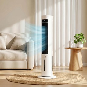 Climatizador Evaporativo 3 em 1 com Depósito de 3 L Oscilação 48° 3 Velocidades 3 Modos Temporizador 12h Branco