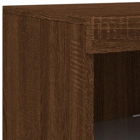 Aparador com luzes LED 41x37x100 cm carvalho castanho
