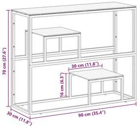 Mesa consola aço inoxidável e vidro temperado dourado