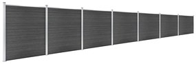Conjunto de painel de vedação WPC 1218x186 cm preto