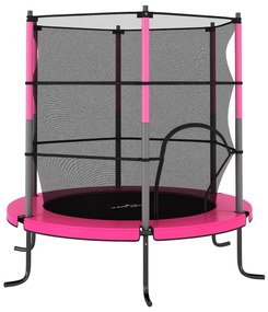 92955 vidaXL Trampolim com rede de segurança redondo 140x160 cm rosa
