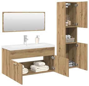 vidaXL 4 pcs móveis de casa de banho deriv. madeira carvalho artisiano
