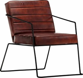 vidaXL Poltrona couro genuíno castanho-escuro