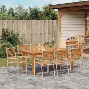 Conjunto de Jantar de Jardim 9 pcs Bege 180 x 90 x 75 cm
