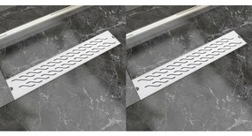 VidaXL Dreno de chuveiro linear 2 pcs onda 630x140 mm aço inoxidável