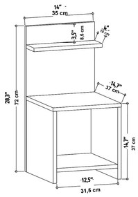 Mesa de Cabeceira Ullman – Cor Carvalho – 35,6 cm x 37,4 cm x 72 cm