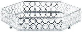 Tabuleiro em metal prateado e vidro 28 x 25 cm VATAN Beliani