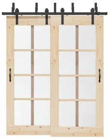 Kit de ferragens para porta deslizante 183 cm aço preto