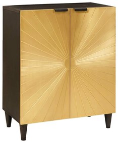 vidaXL Buffet Preto e Ouro 60 x 33 x 75 cm Madeira de manga maciça