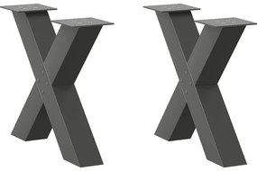vidaXL Pés para mesa de centro em formato de X, 2 peças, antracite, 50x (42-43) cm, aço