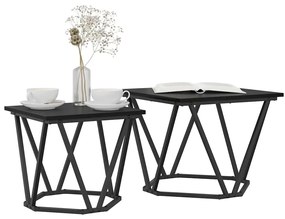 Mesas Laterais 2 pcs em Madeira de Carvalho Preto