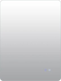 Espelho retangular de 80 x 60 cm com brilho ajustável, retroiluminado, tátil, inteligente, função de memória e design antiembaciamento Prateado