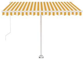 Toldo retrátil manual independente 350x250 cm amarelo e branco