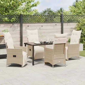 Conjunto de Jantar de Jardim 5 Peças com Almofadas Bege, Rattan Sintét