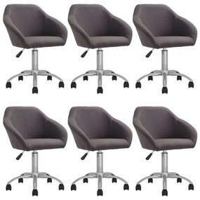 vidaXL Cadeiras de jantar giratórias 6 pcs tecido cinzento-acastanhado