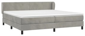 Cama com molas/colchão 200x200 cm veludo cinzento-claro