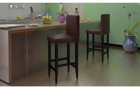 vidaXL Bancos de bar 4 pcs couro artificial castanho-escuro
