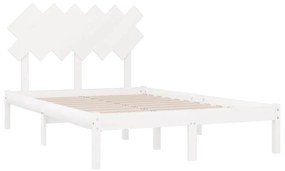 Estrutura de cama dupla 135x190 cm madeira maciça branco