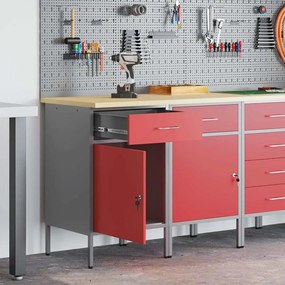 vidaXL Armário de Trabalho 2 pcs Vermelho e Cinza 100 x 55 x 85 cm