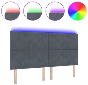 Cabeceira LED com Design de Blocos de Diamante, Cinza Escuro, 180 cm