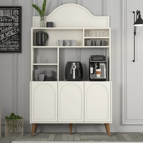 Armário de Cozinha/Sala "Caffè" - Creme e Nogueira  - 120x202x35cm - D