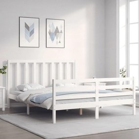 Cama sem colchão 160x200 cm madeira de pinho maciça branco