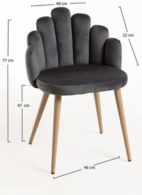 Cadeira Hand Veludo - Cinza escuro