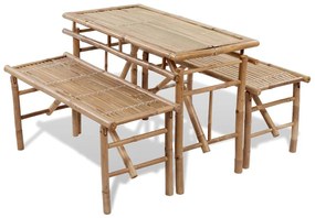 Mesa de cerveja com 2 bancos 100 cm bambu