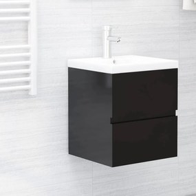 vidaXL Armário lavatório 41x38,5x45 cm deriv. madeira preto brilhante