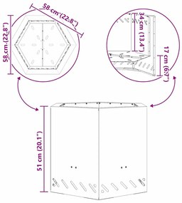 Fogueira Sem Fumaça Hexagonal Preta 58x58x51 cm Aço