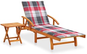 Espreguiçadeira de jardim com mesa e almofadão acácia maciça