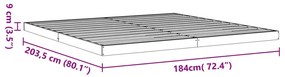 Estrutura de cama 180x200 cm madeira pinho maciço castanho cera