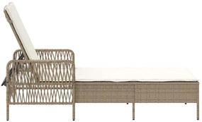 Espreguiçadeira Bege e creme Vime PE 157 x 55 x 92 cm Dobrável