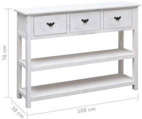 Consola de Entrada Gody em Madeira de Paulownia - Branco - Design Vint