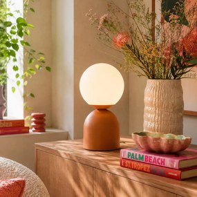 Candeeiro de Mesa Hotel Chic Laranja com Vidro Opalino - Pallon Trend
