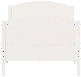 Cama sem colchão 90x200 cm madeira de pinho maciça branco