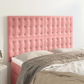Cabeceira de cama 4 pcs veludo 72x5x78/88 cm rosa