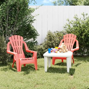 vidaXL Cadeiras de jardim infantis 2 pcs PP aspeto de madeira vermelho