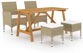 vidaXL 5 pcs conjunto de jantar para jardim bege