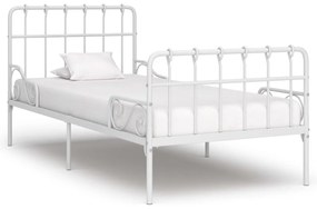 284601 vidaXL Estrutura de cama com estrado de ripas 90x200 cm metal branco