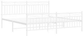 Estrutura de cama com cabeceira e pés 183x213 cm metal branco