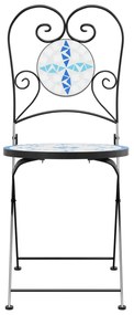 Cadeiras de bistrô dobráveis 2 pcs cerâmica azul e branco