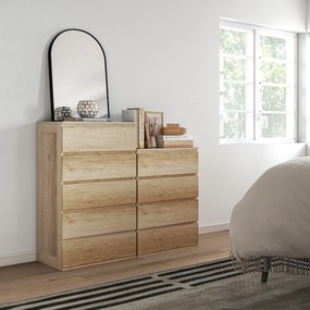 Cómoda de 4 gavetas, móvel de arrumação sem puxadores, design minimalista, 60 x 40 x 80 cm, natural