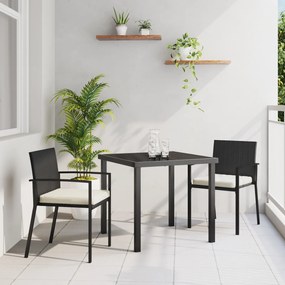 vidaXL Conjunto de Jantar de Jardim 3 Peças Preto Rattan Sintético
