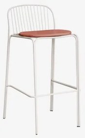 Taburete Alto De Jardim Em Aço Anerina ↑75 Cm & Terracota & Branco Glacial - Sklum