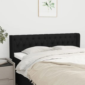 Cabeceira de cama c/ abas tecido 163x16x78/88 cm preto