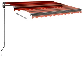 Toldo retrátil manual independente 350x250cm laranja e castanho