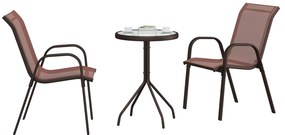 Conjunto de Bistro de Jardim de 3 Peças Marrom Textilene e Aço